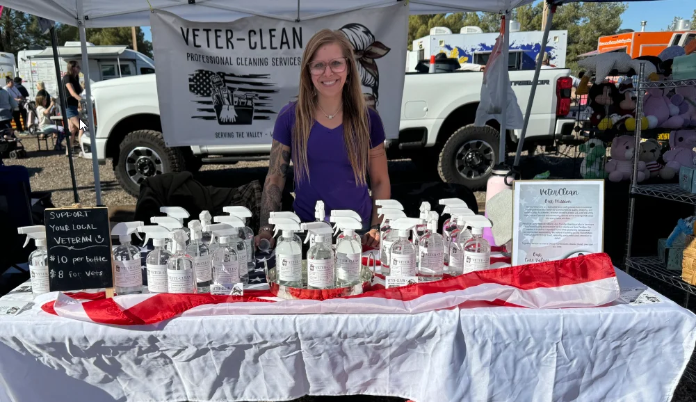 Jessica at farmers market selling natural cleaning products
