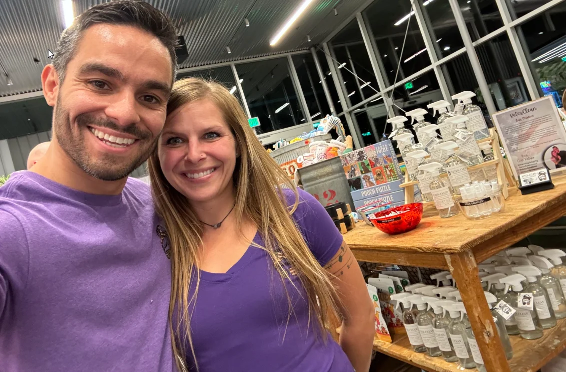 JR and Jessica with natural cleaning products