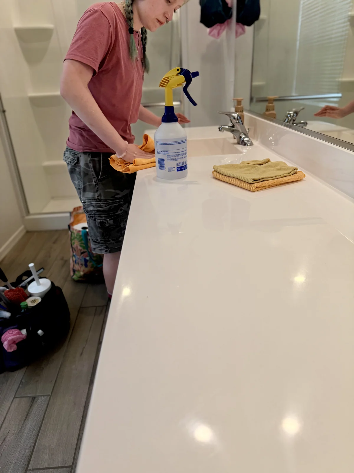 Specialty bathroom cleaning with natural products