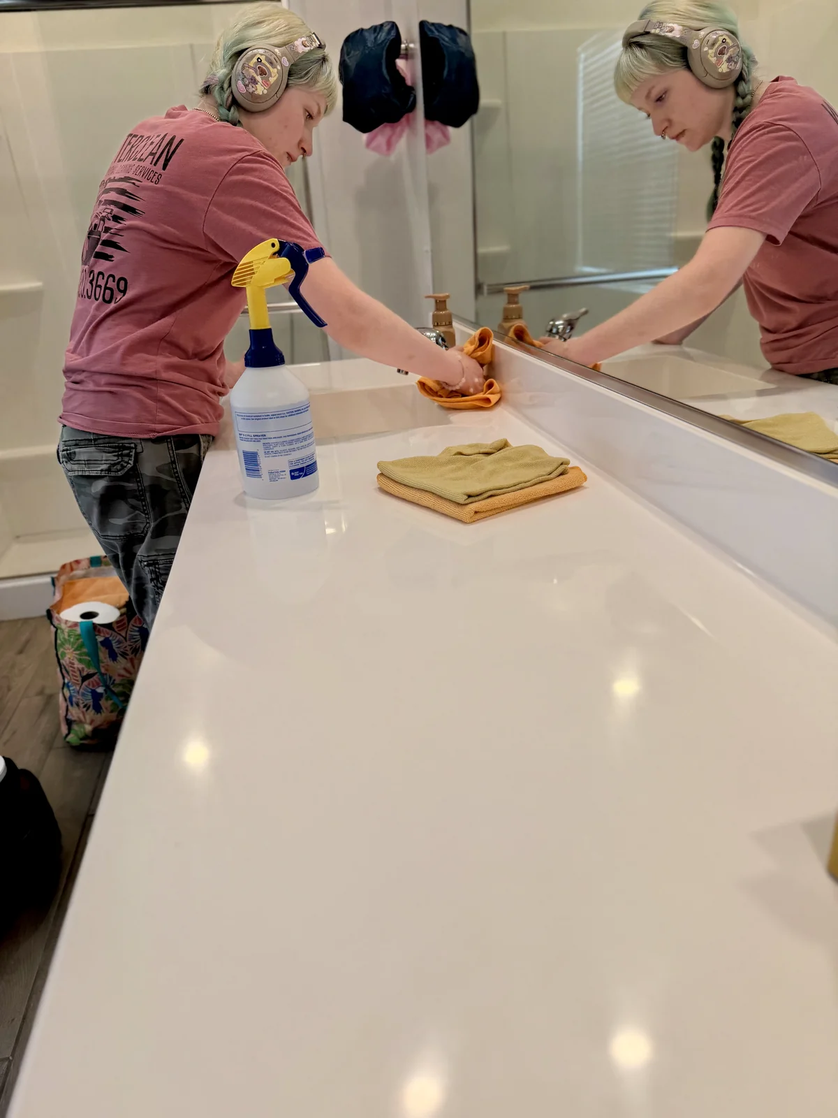 Airbnb turnover cleaning of a guest bathroom vanity in the East Valley