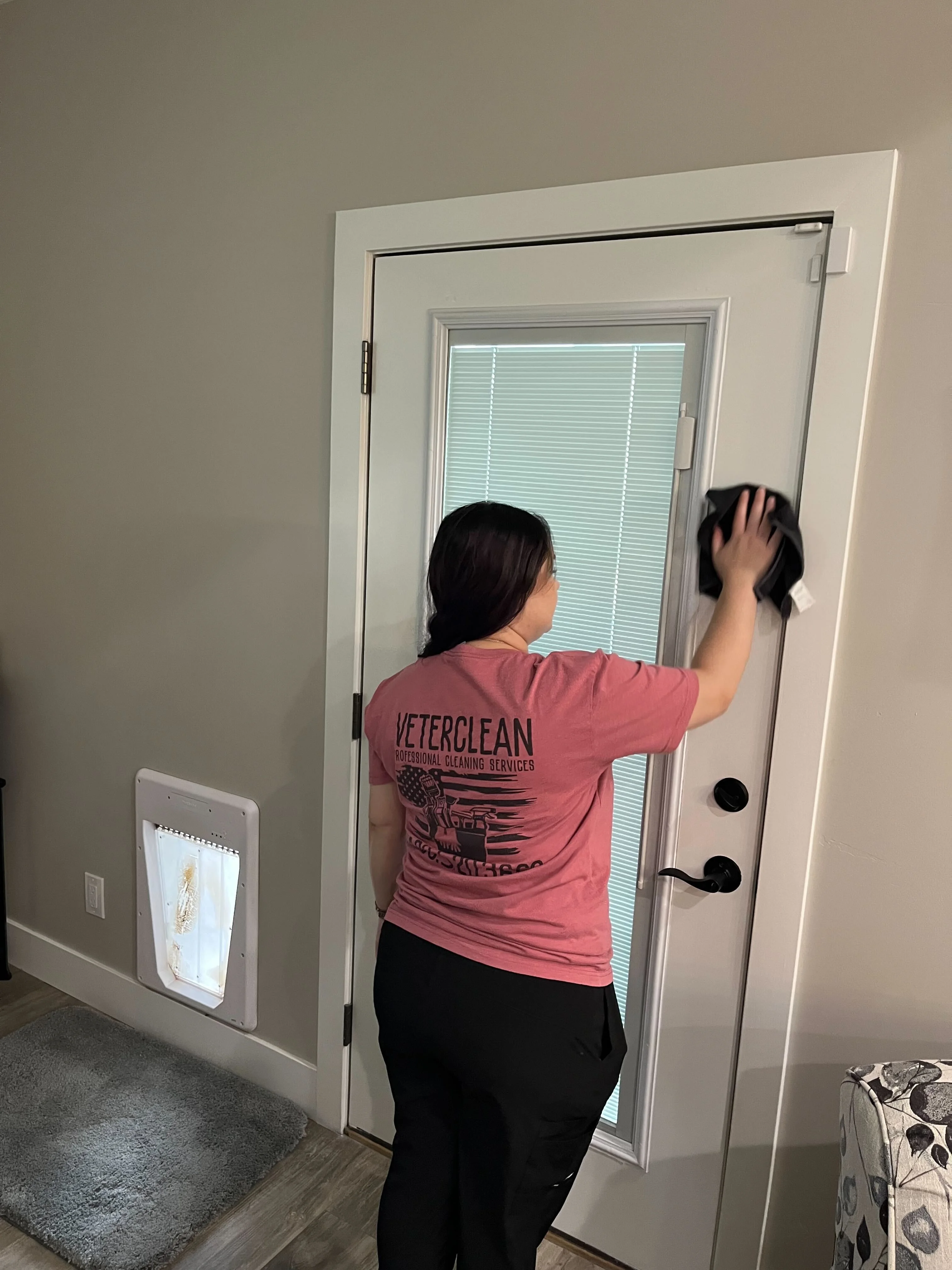 Baseboard wet wipe cleaning